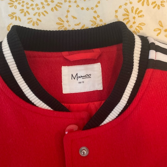 Long Red Wool Baseball Jacket - Picture 3 of 6